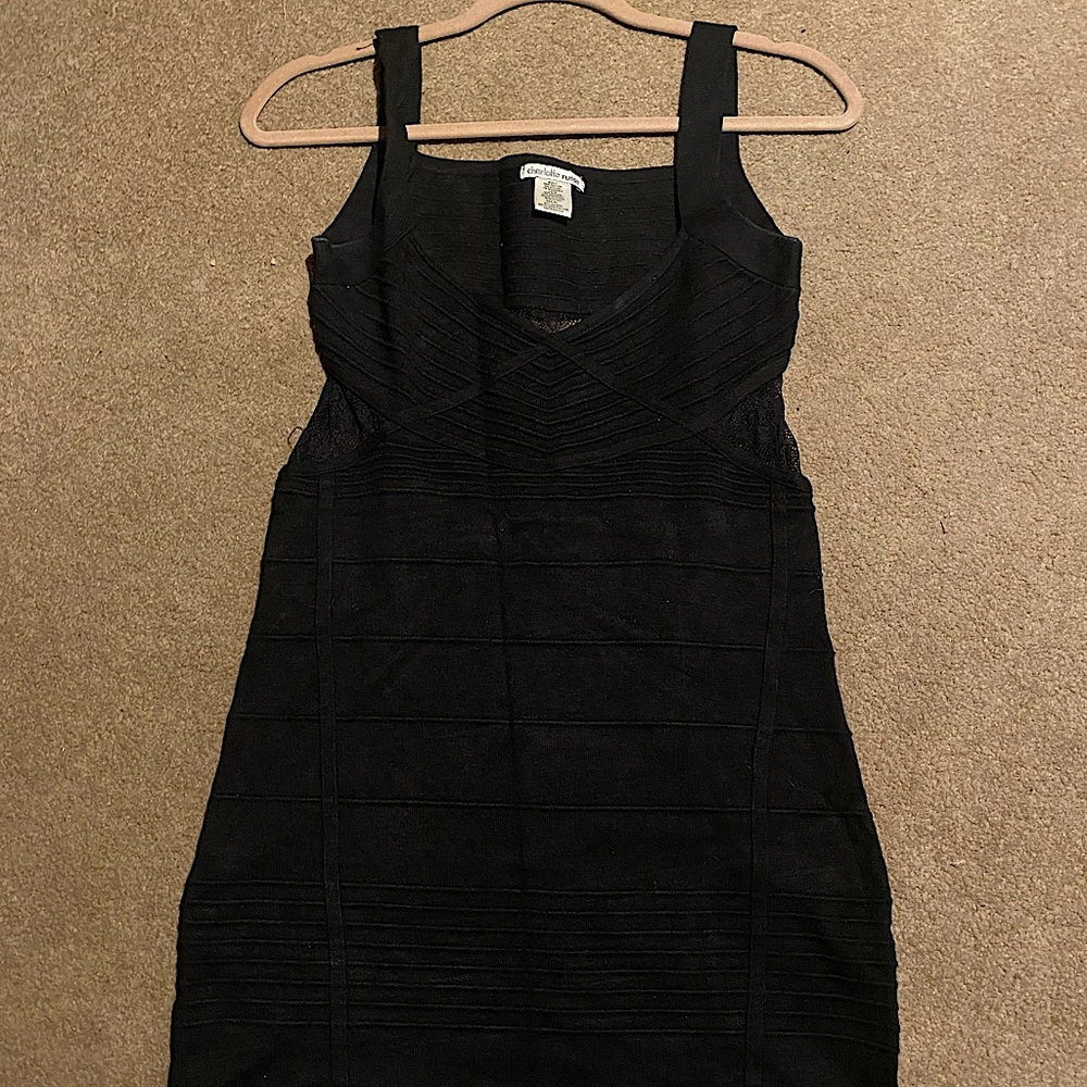 Black Lace Cut Out Mini Dress